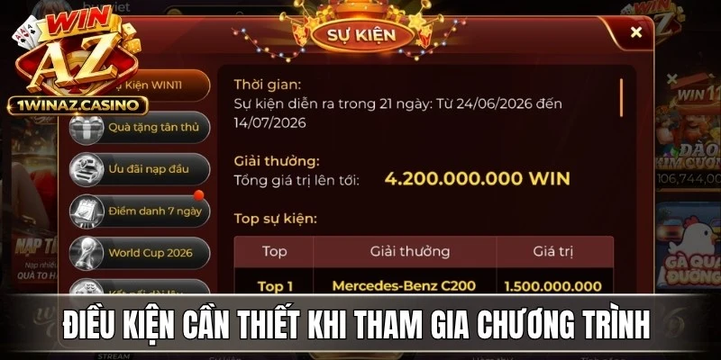 Điều kiện cần thiết khi tham gia chương trình khuyến mãi WinAZ